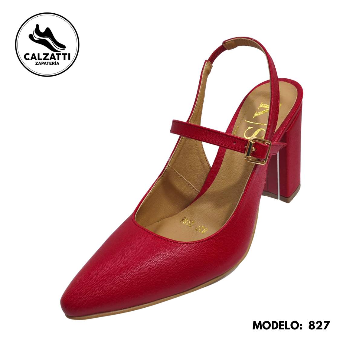 Zapato de tacón medio, destalonado